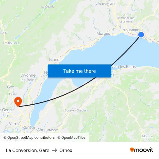 La Conversion, Gare to Ornex map