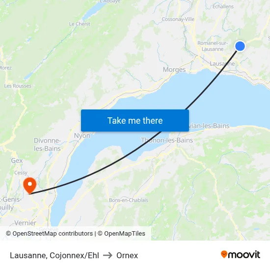 Lausanne, Cojonnex/Ehl to Ornex map