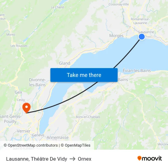 Lausanne, Théâtre De Vidy to Ornex map