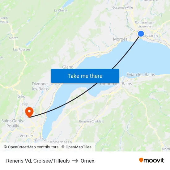 Renens Vd, Croisée/Tilleuls to Ornex map