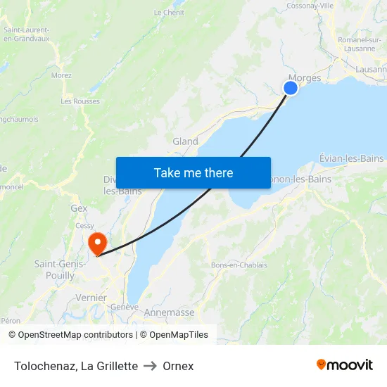 Tolochenaz, La Grillette to Ornex map