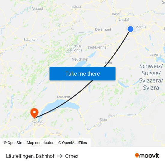 Läufelfingen, Bahnhof to Ornex map