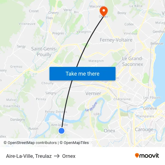 Aire-La-Ville, Treulaz to Ornex map