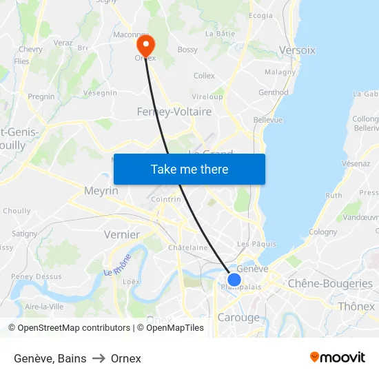 Genève, Bains to Ornex map