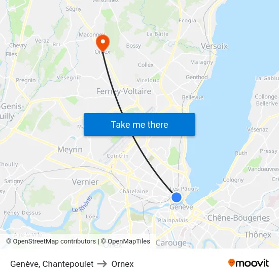 Genève, Chantepoulet to Ornex map