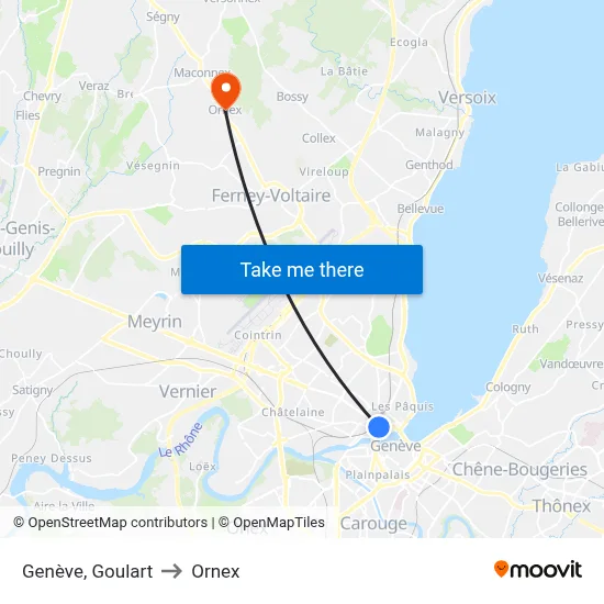 Genève, Goulart to Ornex map
