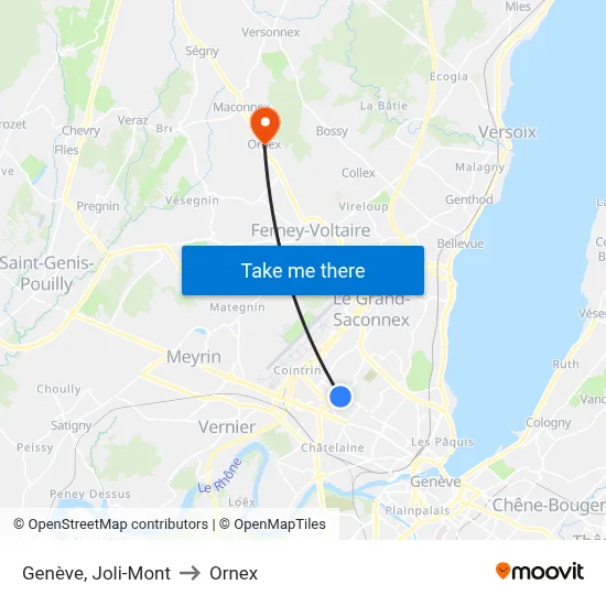 Genève, Joli-Mont to Ornex map