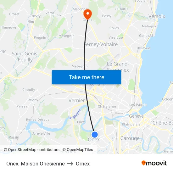 Onex, Maison Onésienne to Ornex map