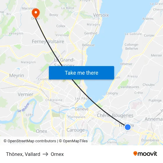 Thônex, Vallard to Ornex map
