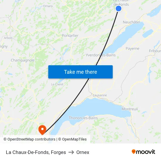 La Chaux-De-Fonds, Forges to Ornex map