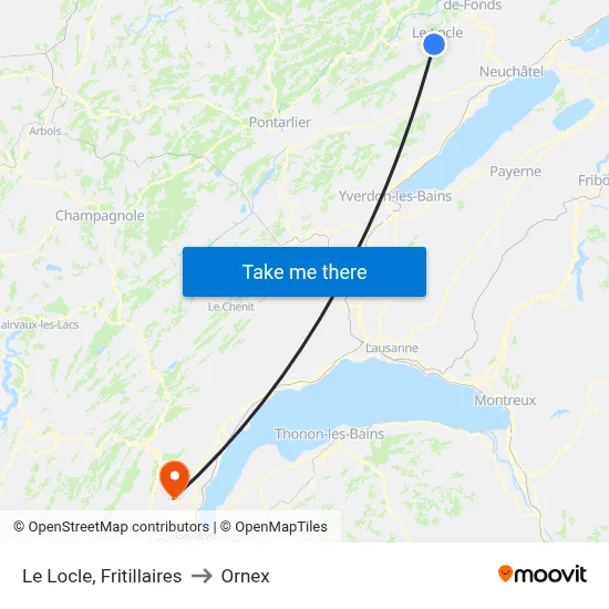 Le Locle, Fritillaires to Ornex map