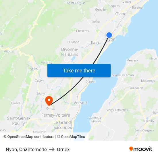 Nyon, Chantemerle to Ornex map