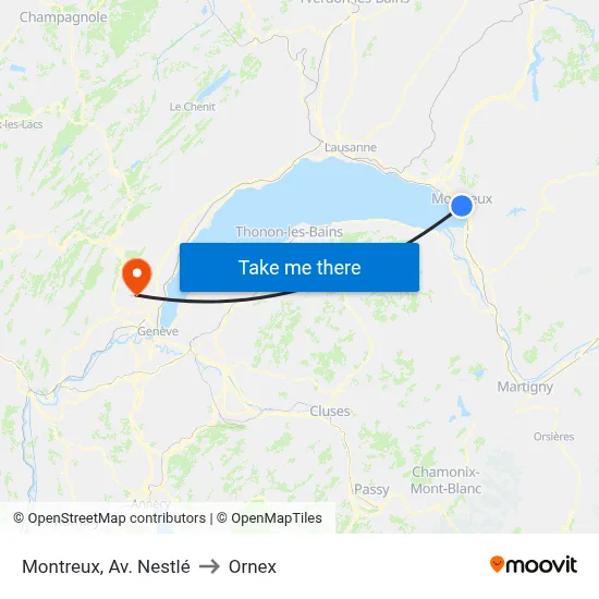 Montreux, Av. Nestlé to Ornex map