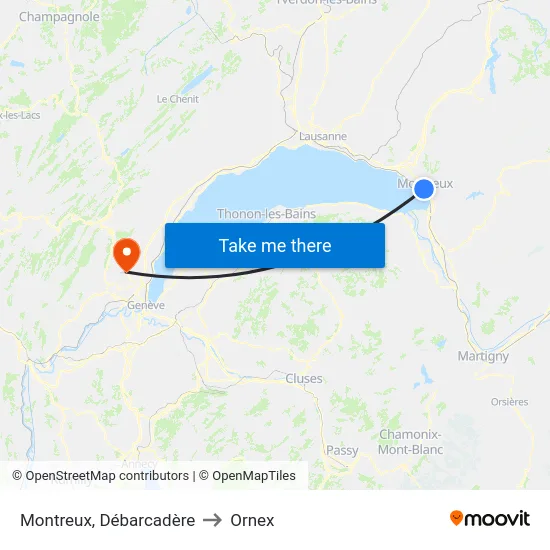 Montreux, Débarcadère to Ornex map