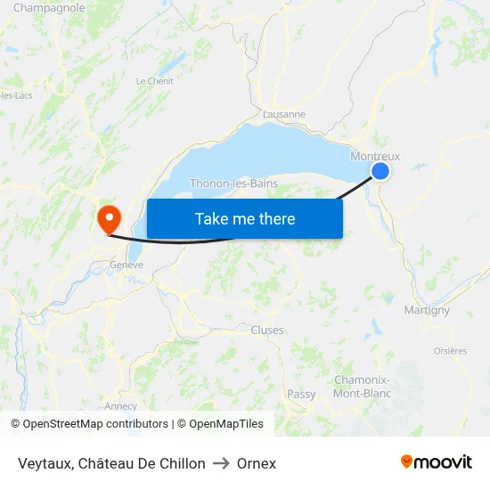 Veytaux, Château De Chillon to Ornex map