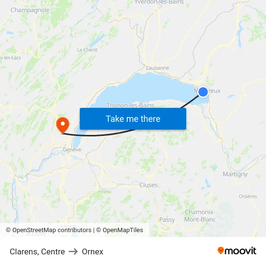 Clarens, Centre to Ornex map