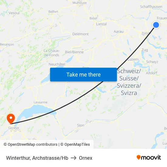 Winterthur, Archstrasse/Hb to Ornex map