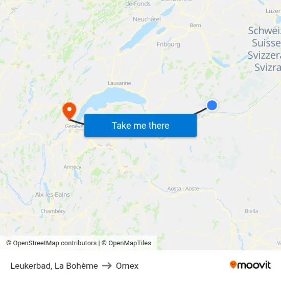 Leukerbad, La Bohème to Ornex map