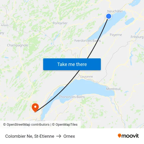 Colombier Ne, St-Etienne to Ornex map