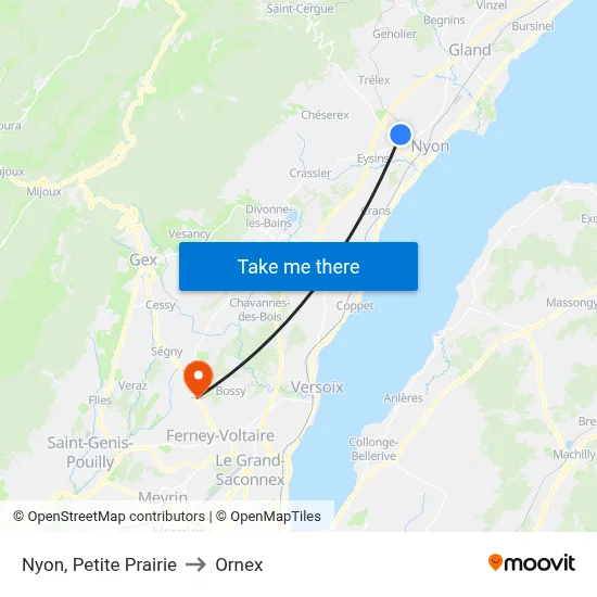 Nyon, Petite Prairie to Ornex map