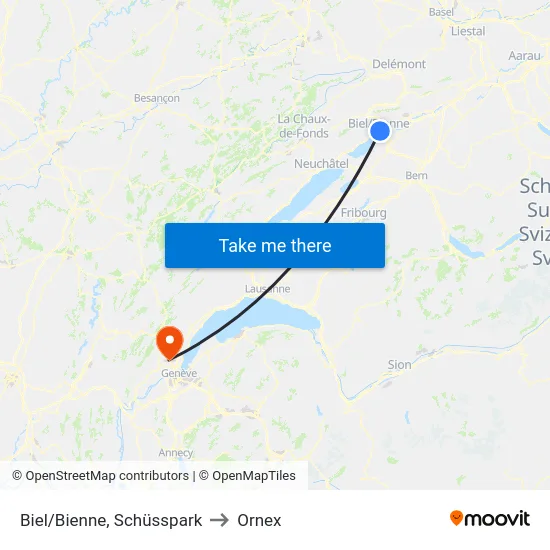 Biel/Bienne, Schüsspark to Ornex map