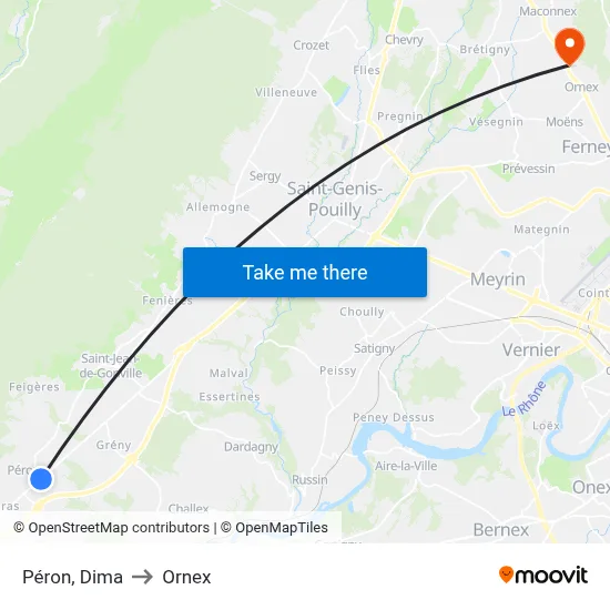 Péron, Dima to Ornex map