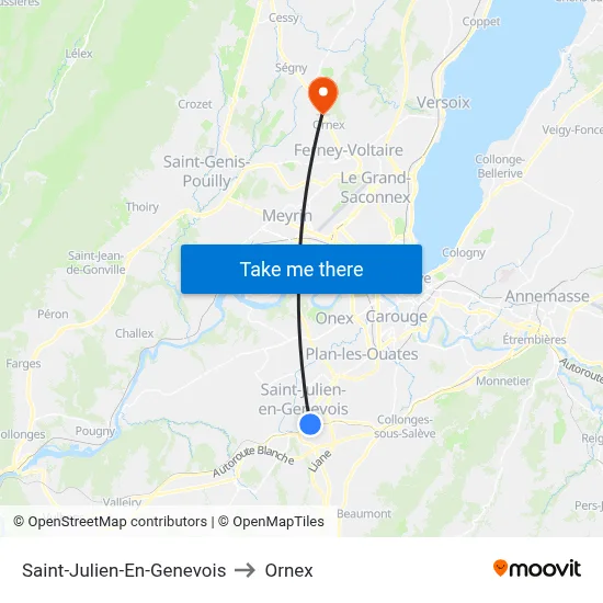 Saint-Julien-En-Genevois to Ornex map