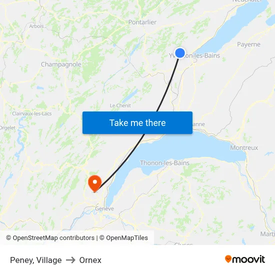 Peney, Village to Ornex map
