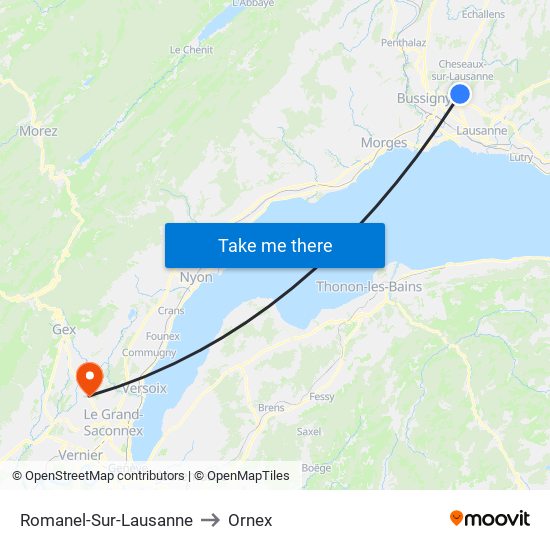 Romanel-Sur-Lausanne to Ornex map