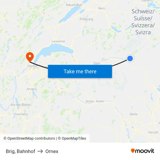 Brig, Bahnhof to Ornex map