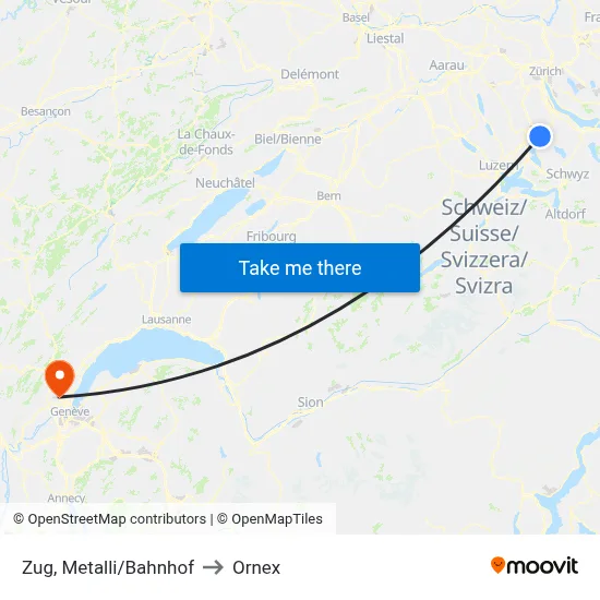 Zug, Metalli/Bahnhof to Ornex map