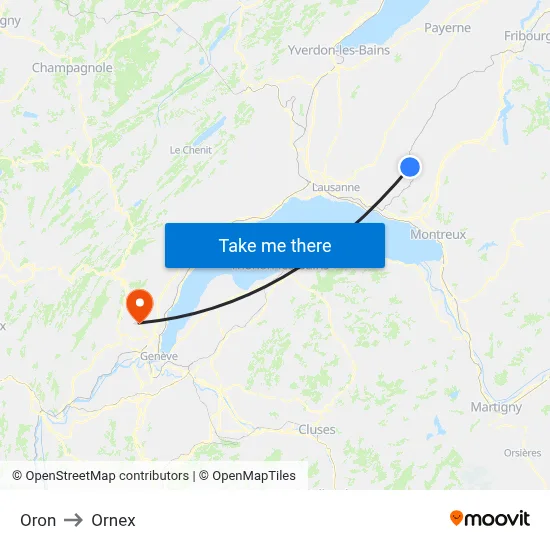 Oron to Ornex map