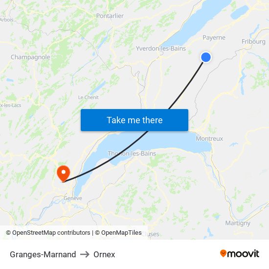 Granges-Marnand to Ornex map