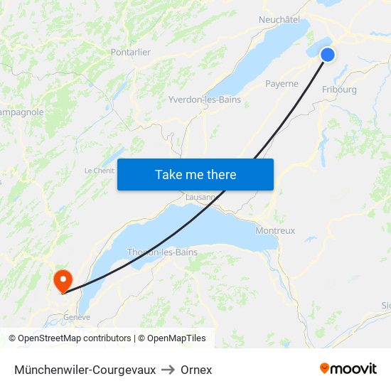 Münchenwiler-Courgevaux to Ornex map