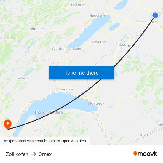 Zollikofen to Ornex map