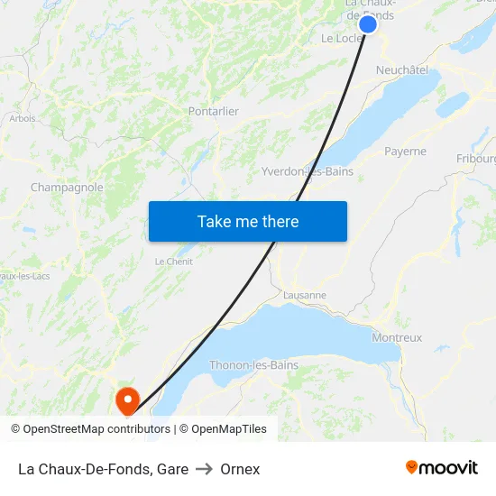 La Chaux-De-Fonds, Gare to Ornex map