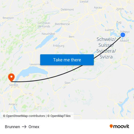 Brunnen to Ornex map