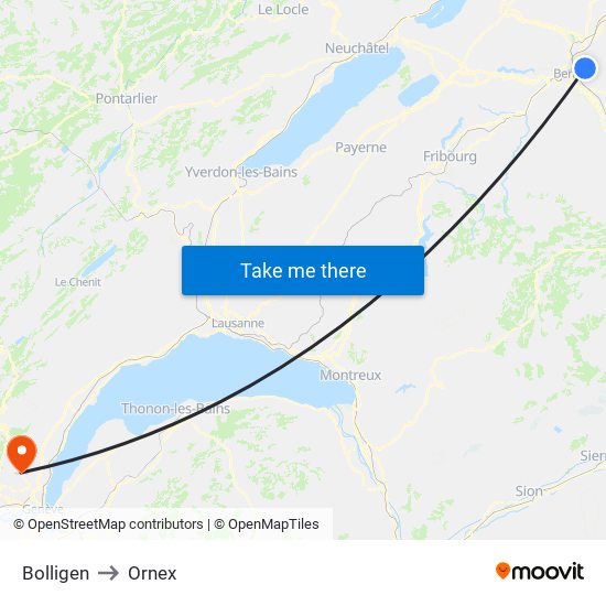 Bolligen to Ornex map