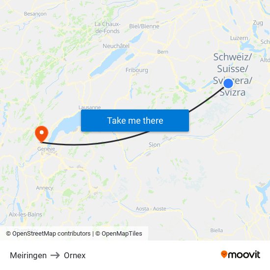 Meiringen to Ornex map