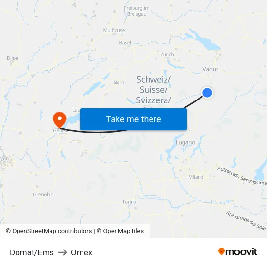 Domat/Ems to Ornex map