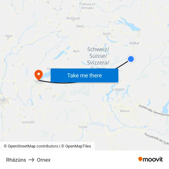 Rhäzüns to Ornex map