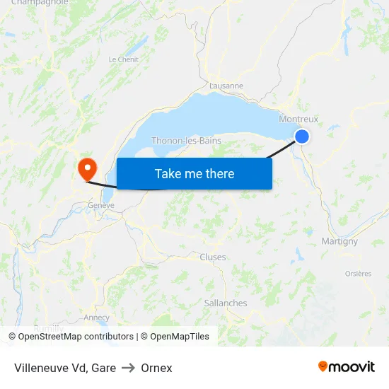 Villeneuve Vd, Gare to Ornex map