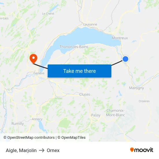 Aigle, Marjolin to Ornex map