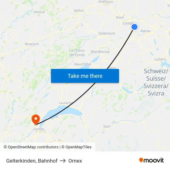 Gelterkinden, Bahnhof to Ornex map