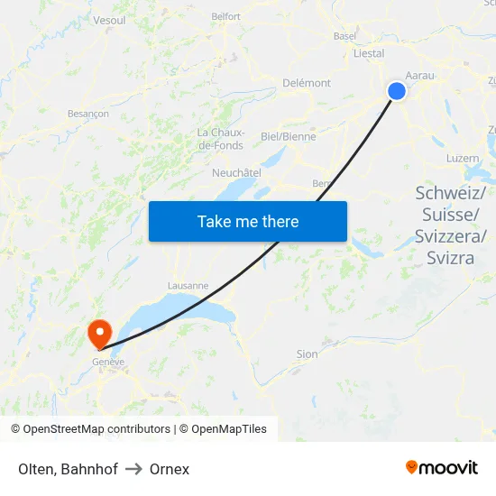Olten, Bahnhof to Ornex map