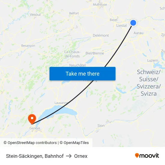 Stein-Säckingen, Bahnhof to Ornex map