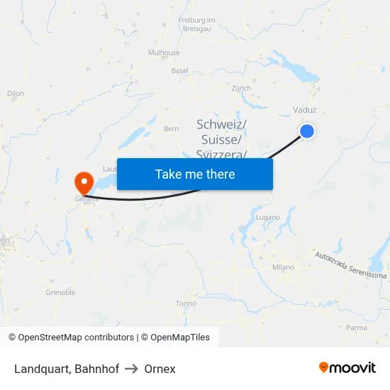 Landquart, Bahnhof to Ornex map