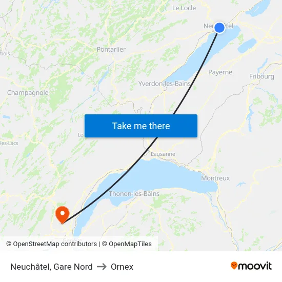 Neuchâtel, Gare Nord to Ornex map