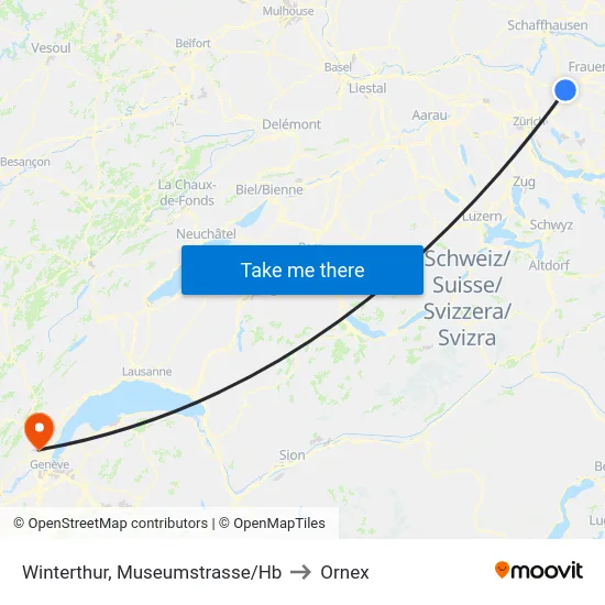 Winterthur, Museumstrasse/Hb to Ornex map