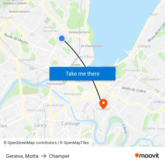 Genève, Motta to Champel map